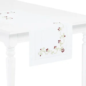 Striscia con decorou00a0 ricamato impreziosito da pietre cucite a mano e orlo a giorno