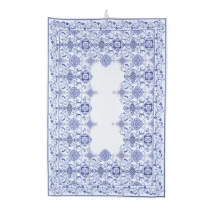 STROFINACCIO IN LINO E COTONE CON STAMPA STILE MAIOLICHE 15x6