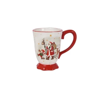 Tazza decorativa con manico e base ondulata, in ceramica.