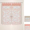 Tendine in lino e cotone con stampa floreale ed orlo a giorno