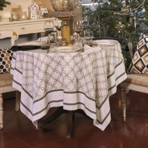 Tovaglia in cotone con stampe oro e nero