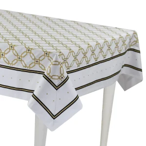 Tovaglia in cotone con stampe oro e nero