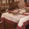 Tovaglia in lino con balza tartan