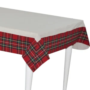 Tovaglia in lino con balza tartan