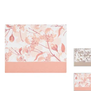 Tovaglietta americana in lino e cotone con stampa floreale ed orlo a giorno